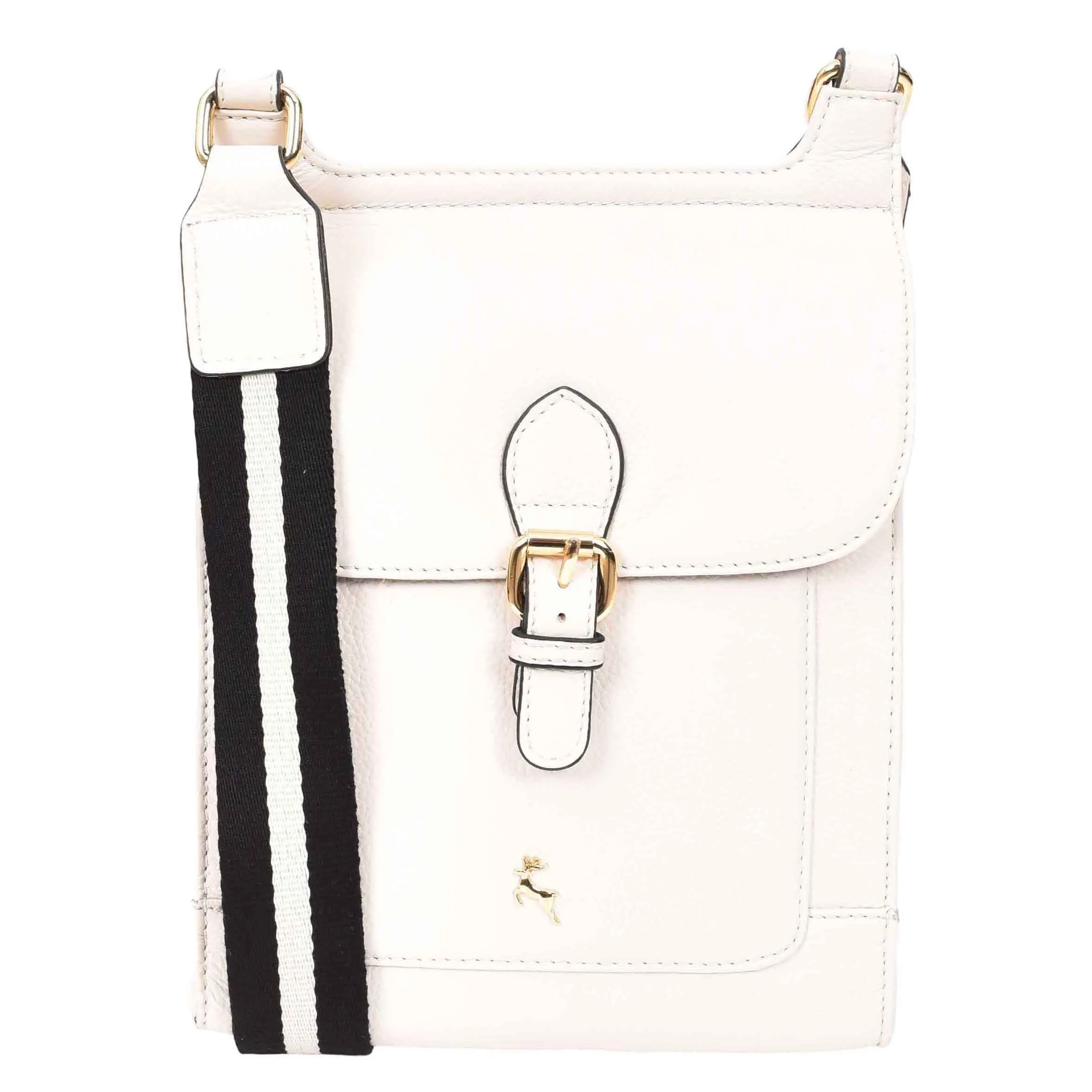 Womens Cross Body Leather Messenger Travel Bag HOL33 White