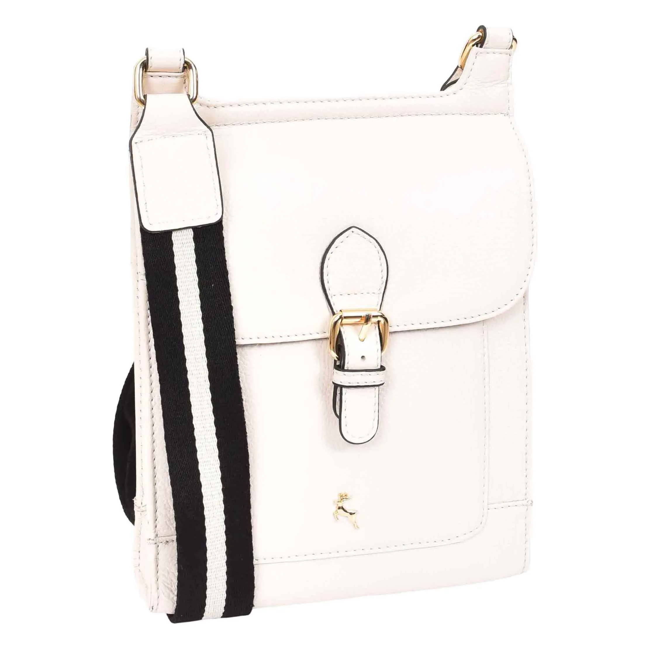 Womens Cross Body Leather Messenger Travel Bag HOL33 White