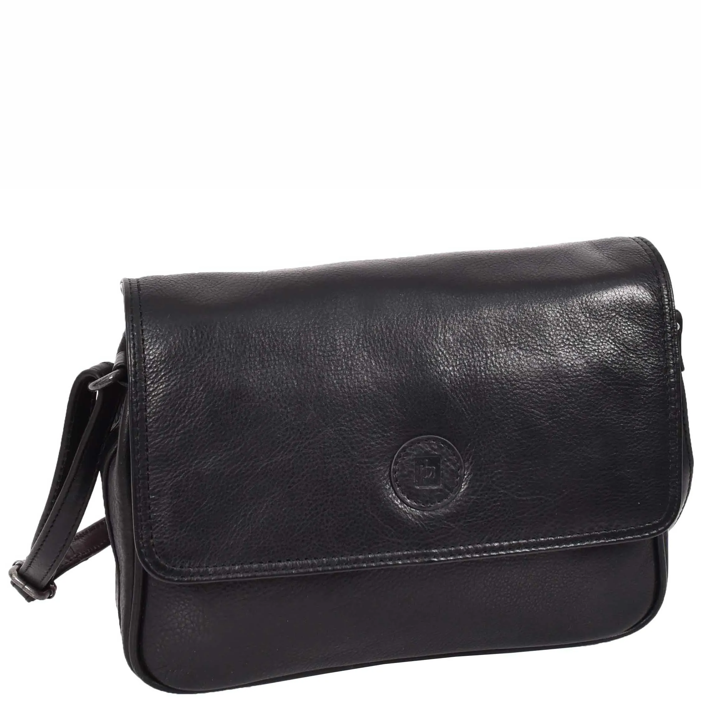 Womens Cross Body Real Leather Messenger Bag Flap HOL7002 Black