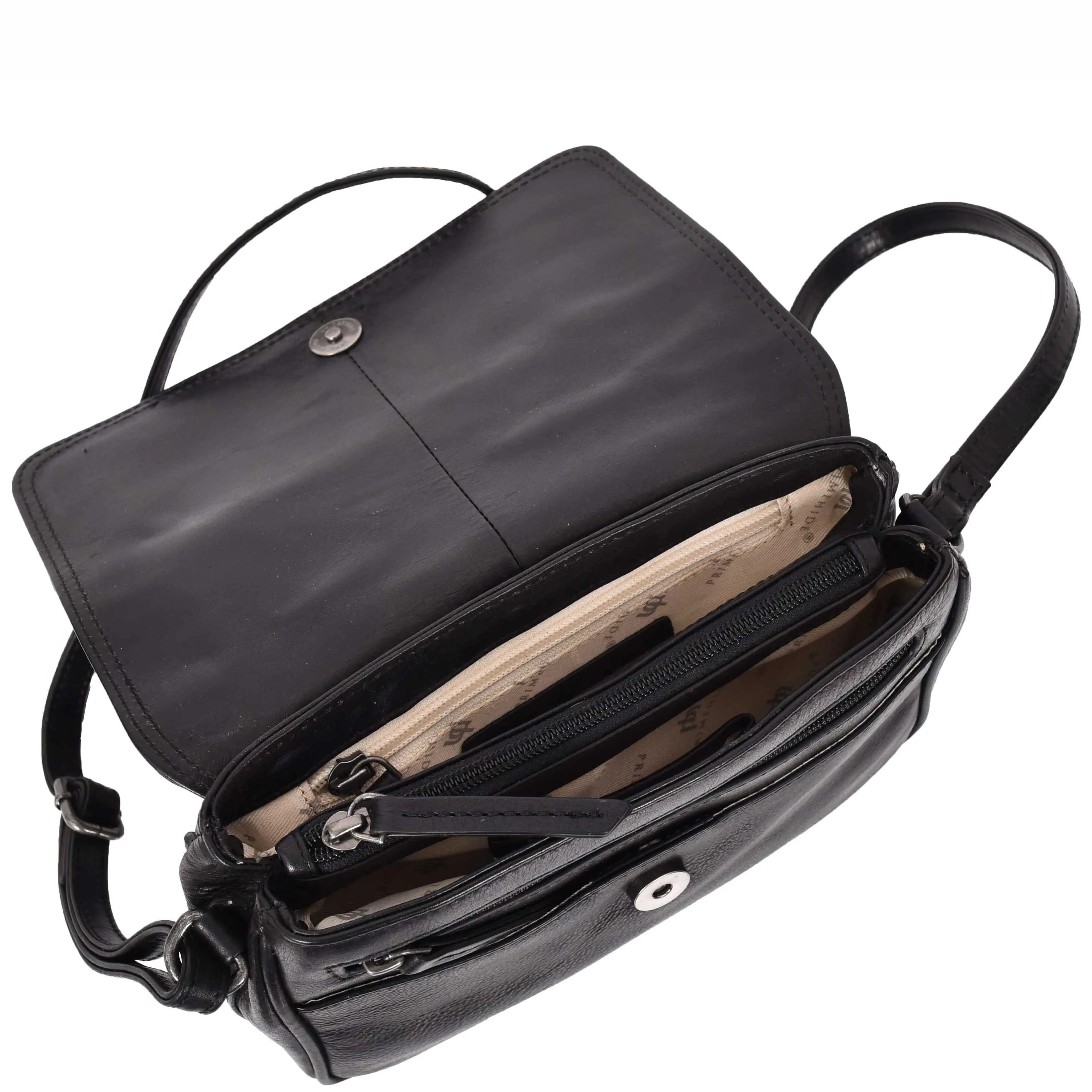 Womens Cross Body Real Leather Messenger Bag Flap HOL7002 Black