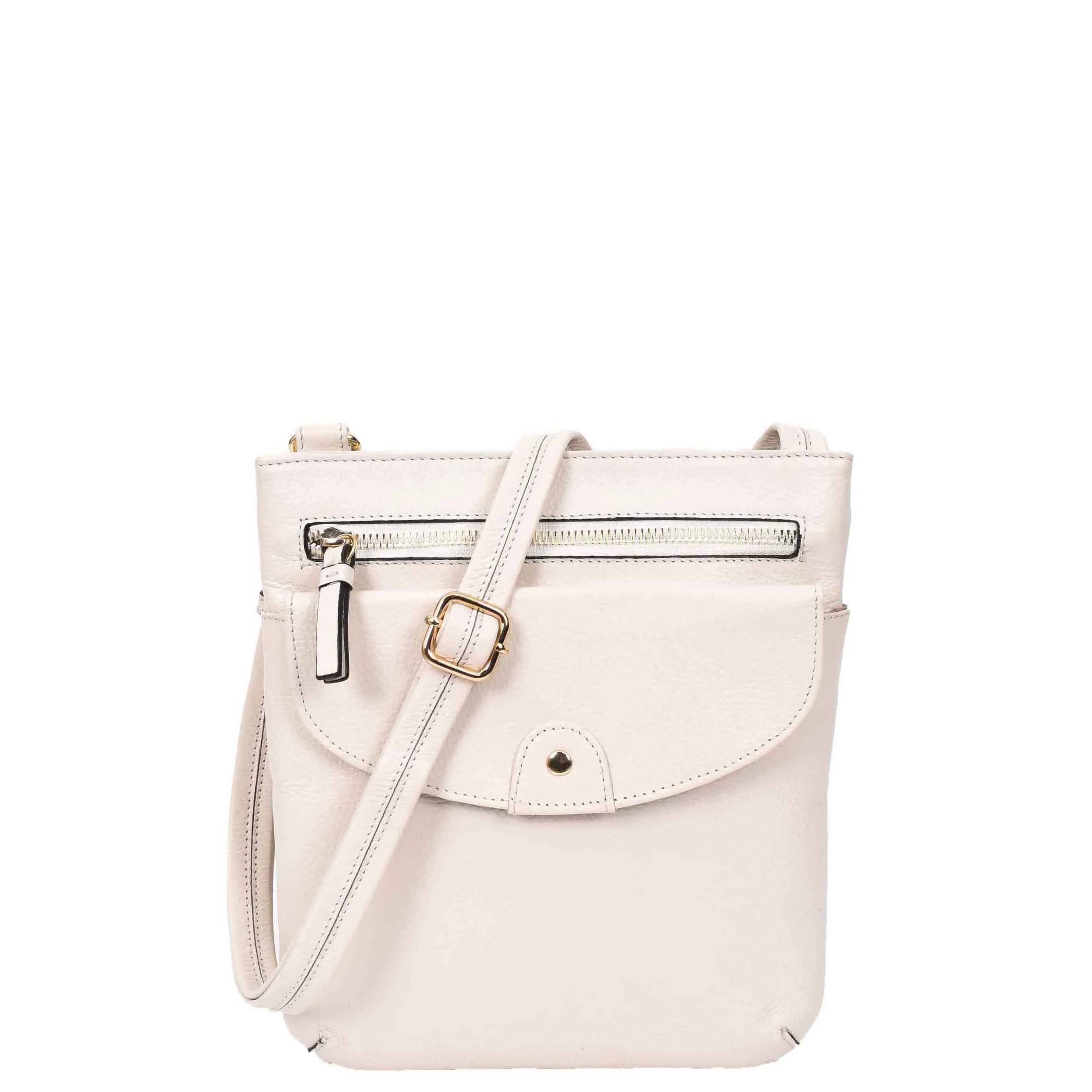 Womens Cross Body Sling Bag Leather Messenger HOL5 White