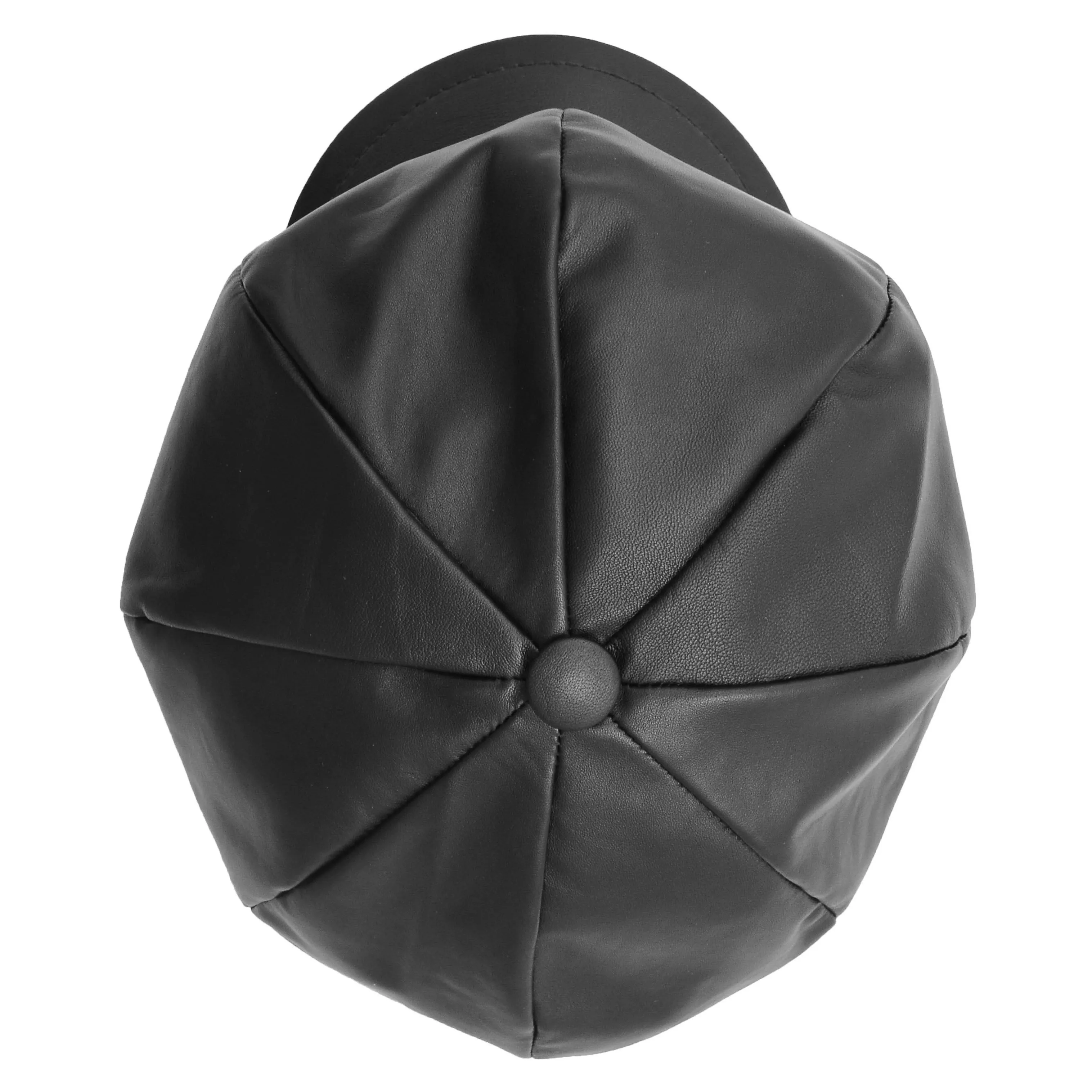 Womens Real Leather Peaked Beret Cap Ballon Black