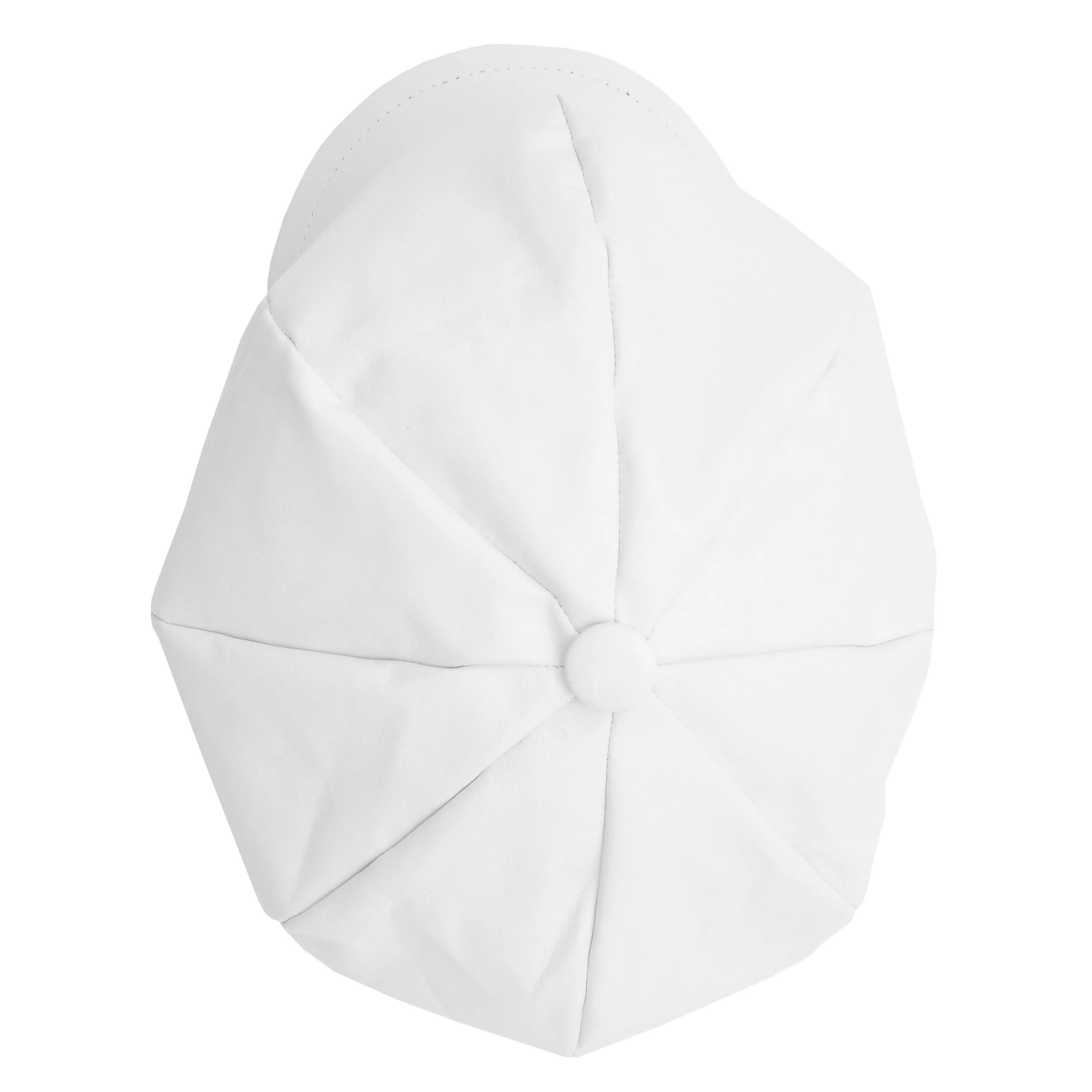 Womens Real Leather Peaked Beret Cap Ballon White