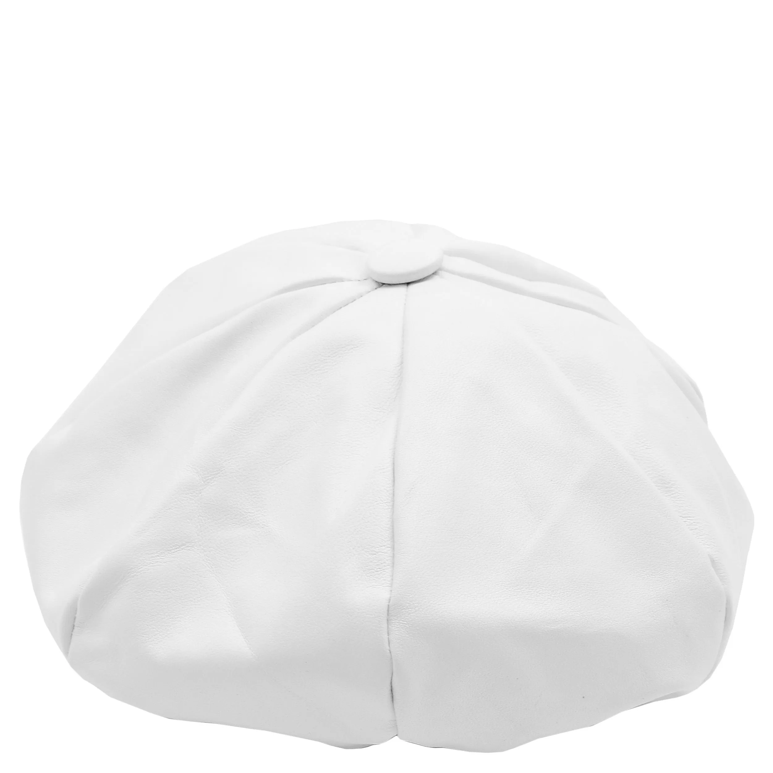 Womens Real Leather Peaked Beret Cap Ballon White