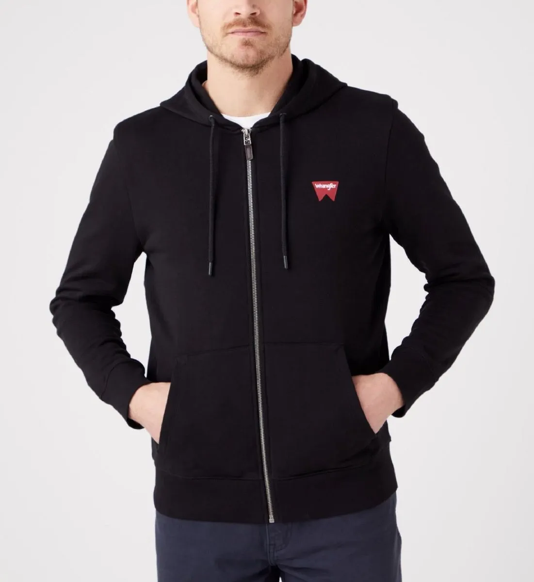 Wrangler Logo Zip Up Hooded Sweatshirts Black